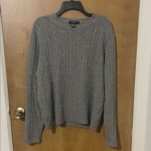 J. Crew Gray Cable Knit Crew Neck Sweater